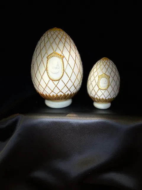 Zestaw ozdobnych pikowanych jaj z porcelany Paris Royal