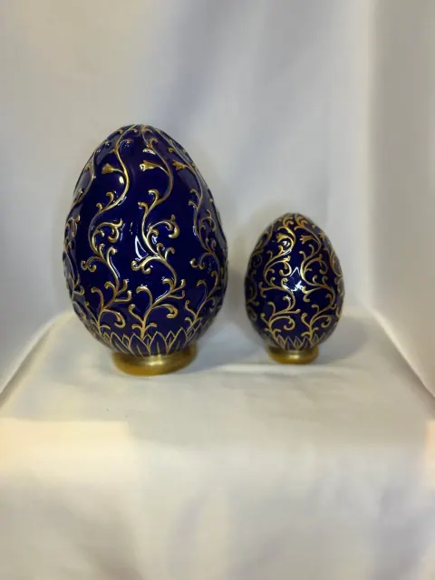Zestaw ozdobnych roślinnych jaj z porcelany Paris Royal
